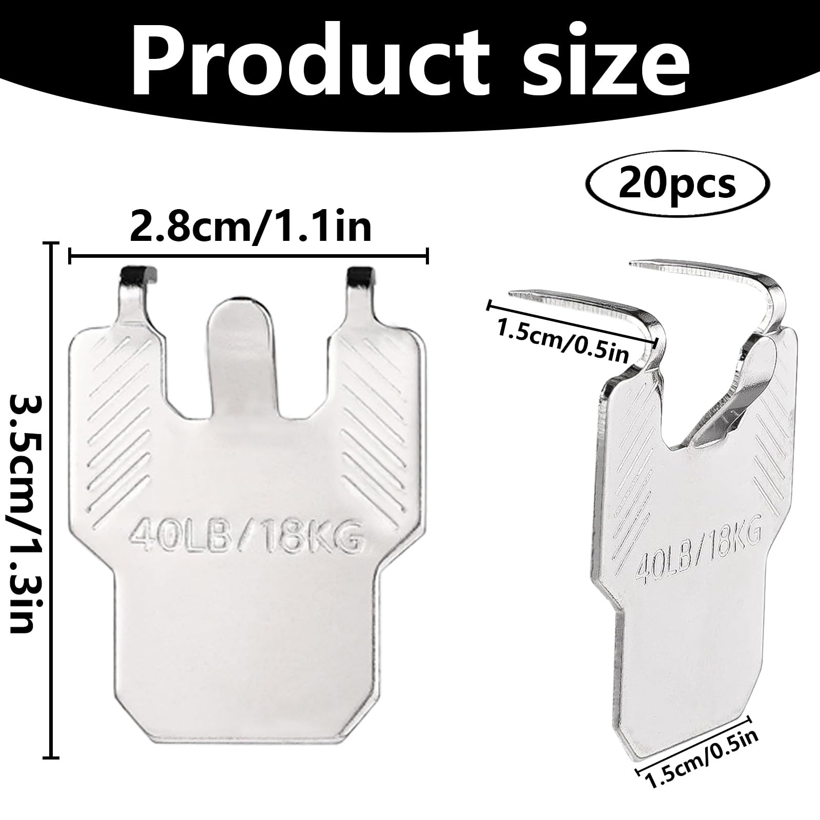 20PCS Drywall Picture Hanging Claw, Stainless Steel Picture Hooks for Hanging Paintings Claw Hooks Holds up to 18KG / 40LB - Image 2