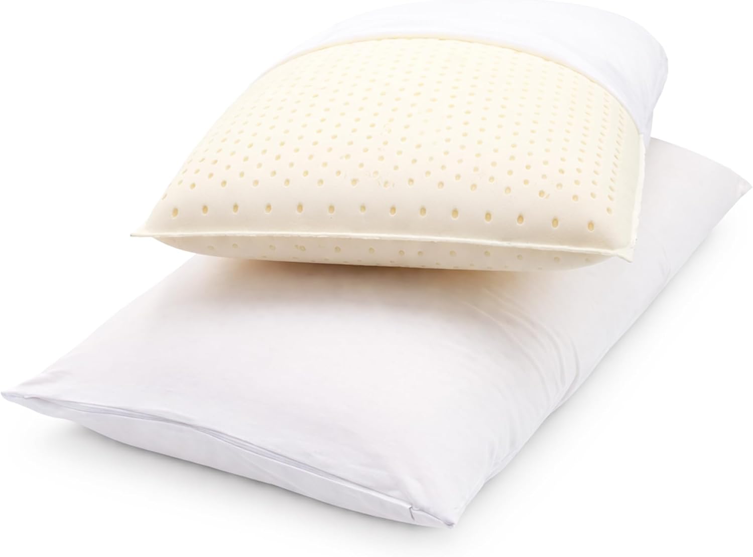 OrganicTextiles Natural Latex Pillows with Organic Cotton Cover GOTS Certified, Bed Pillow for Sleeping, Neck Pain Relief, Head Support, for Side Back Stomach Sleeper (Queen, Medium) - Pack of 2