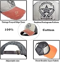 Vista 8 de Gorra de béisbol vintage con remaches de moda con letras cruzadas de algodón de mezclilla con borde deshilachado, sombrero de sol ajustable unisex