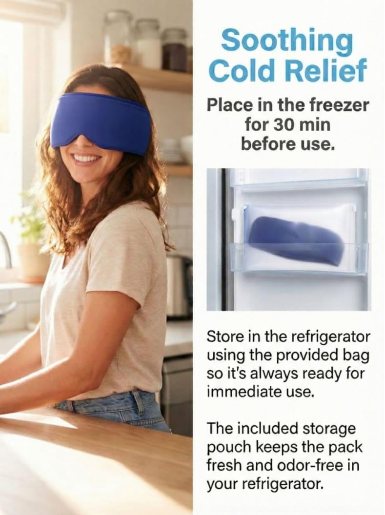 Cooling Eye Mask with Ice Gel. Instant Relief Puffy Eyes Surgery Migraine, Hsa Store Eligible Items Fsa Stay Cold Comfy, Cold Compress Pack for Tired Eyes, Headache Dark Circles Sleep - Image 5