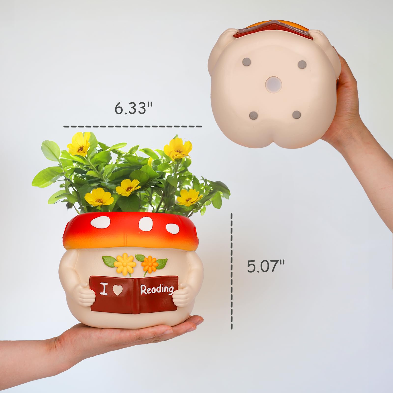 GUGUGO Niedlicher Kaffee-Übertopf In Pilzform – Mit Drainageloch & Gummistopfen, 16,1 X 12,9 Cm, Für Sukkulenten