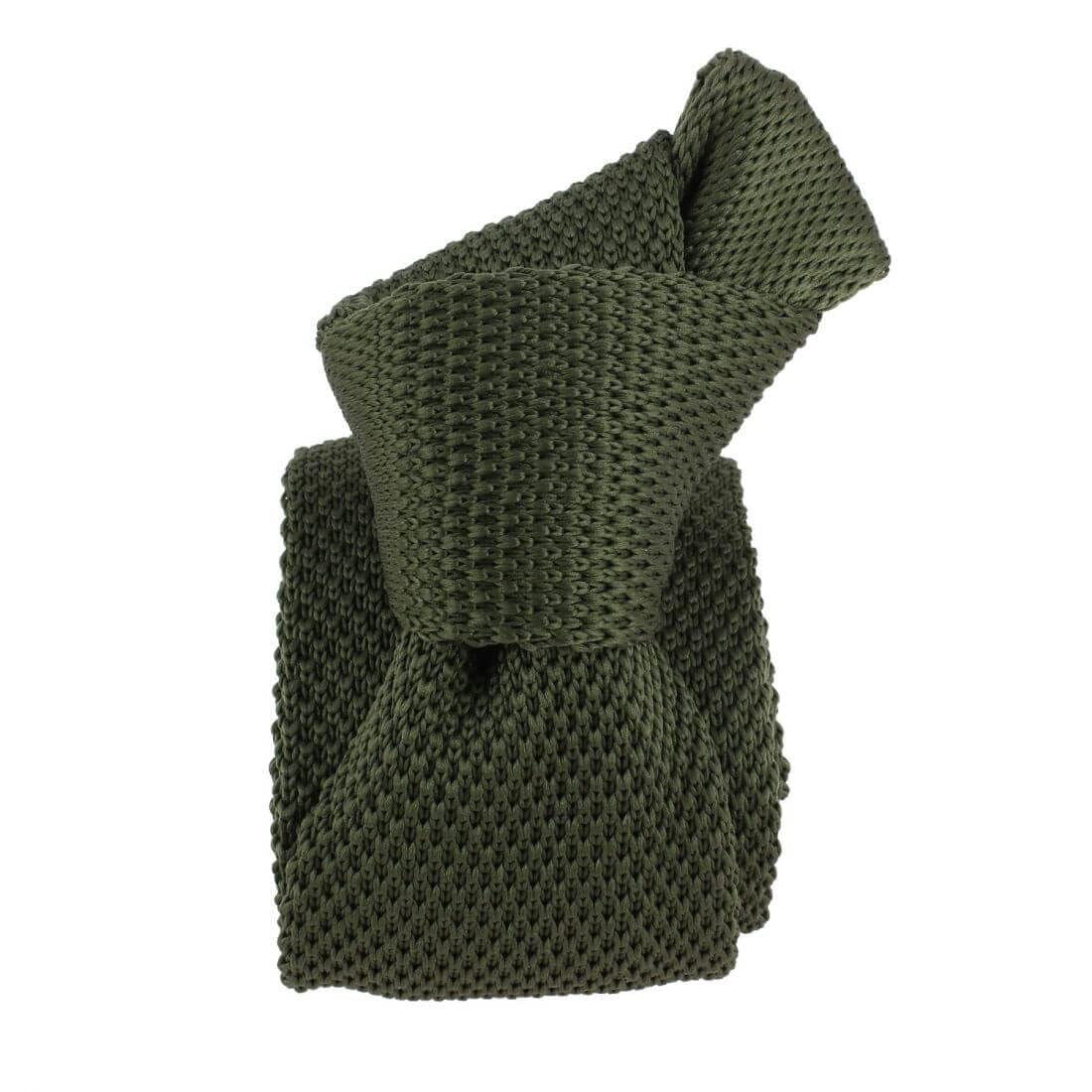 Clj Charles Le Jeune. ARCOBALENO KNITTED TIE MICROFIBRE GREEN KAKI PLAIN, Green, One size