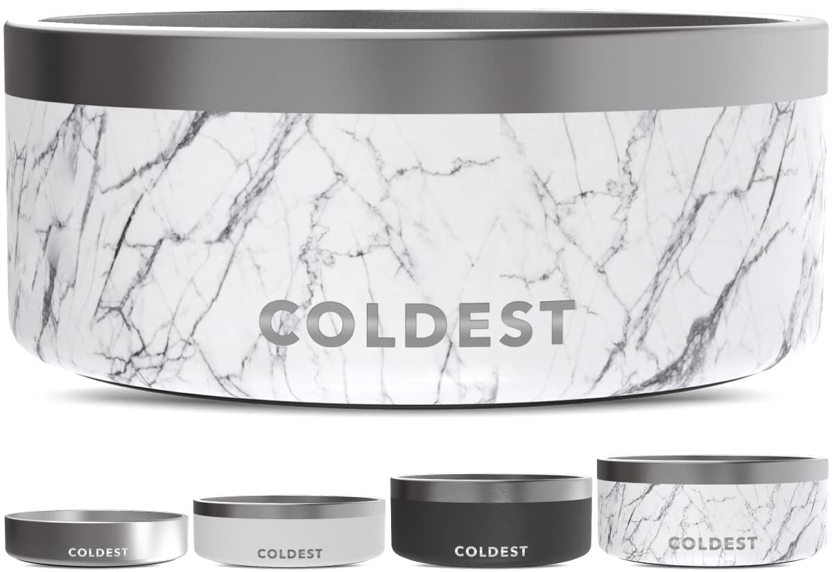 Coldest Hundenapf – Edelstahl, rutschfest, für Hunde, Katzen, Fütterung für Futter oder Wasser (2,8 ml, Carrara-Marmor)