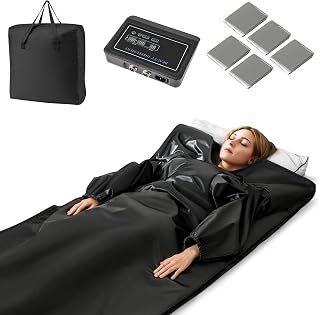 ARLIME Infrared Sauna Blanket, Portable Full-Body Home Sauna Blanket, Wraps, 90-180°F Temp Range, 30-90Min Timer, Carry Bag, 6ft x 3ft (with Sleeves)