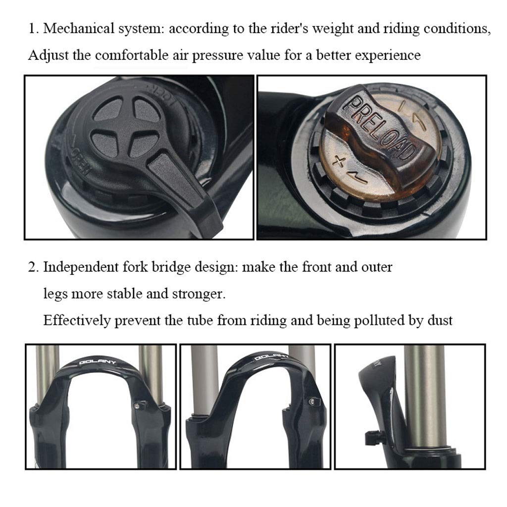 Widelec rowerowy 24-calowy, 28,6 mm prosta rura ze stopu aluminium MTB pneumatyczny amortyzator hamulec tarczowy podróż 100 mm (kolor: biały, rozmiar cala)