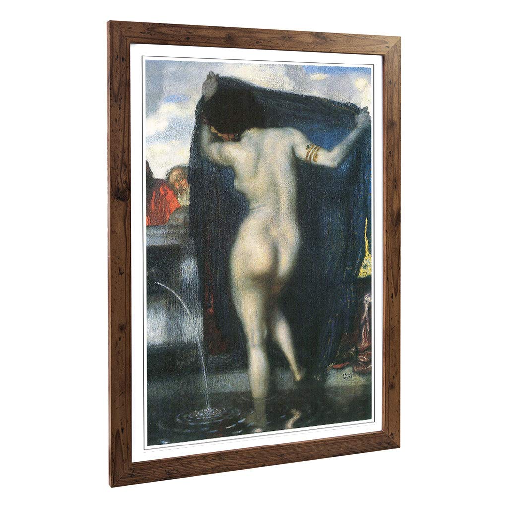 Big Box Art Framed Print of Franz Stuck Susanna and The Elders Design | Wall Art Picture | Home Decor for Kitchen, Living Room, Bedroom, Hallway, Walnut, A2 / 24.5x18 Inch / 62x45cm
