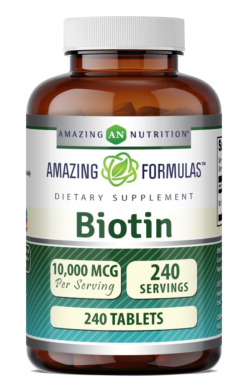 Amazing Formulas Biotin (Vitamin B7) Supplement | 10000 Mcg | 240 Tablets | Non-GMO | Gluten-Free | Made in USA 240 Count