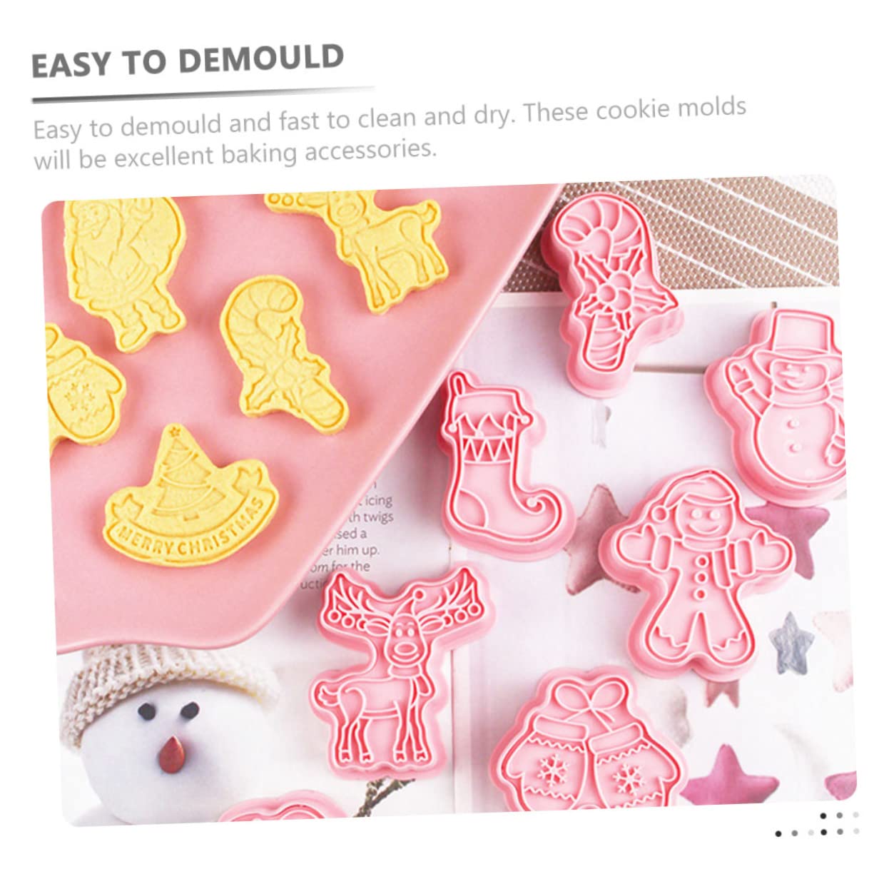 MAGICLULU 5 Ensembles Moule À Biscuits Noël Gommeux D'épice Emporte-pièces Étoiles Trousse Moule De Noel Goodies Noel De Cuisson 3d De Cuisson Pp Rose 8 Pièces * 5