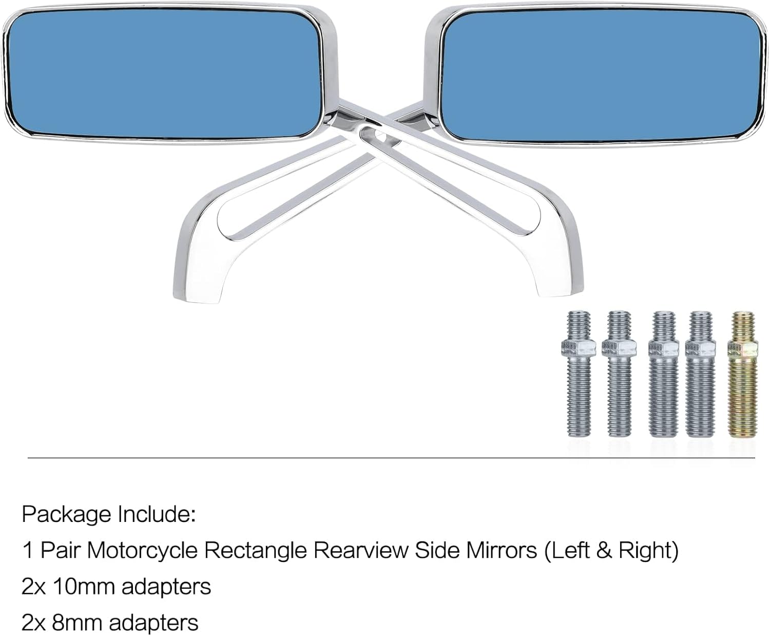 LKV Motorcycle Mirrors with 8MM 10MM Bolt Universal Handlebar Rear View Side Mirrors Compatible with Honda Grom Kawasaki Suzuki Yamaha Cruiser Chopper