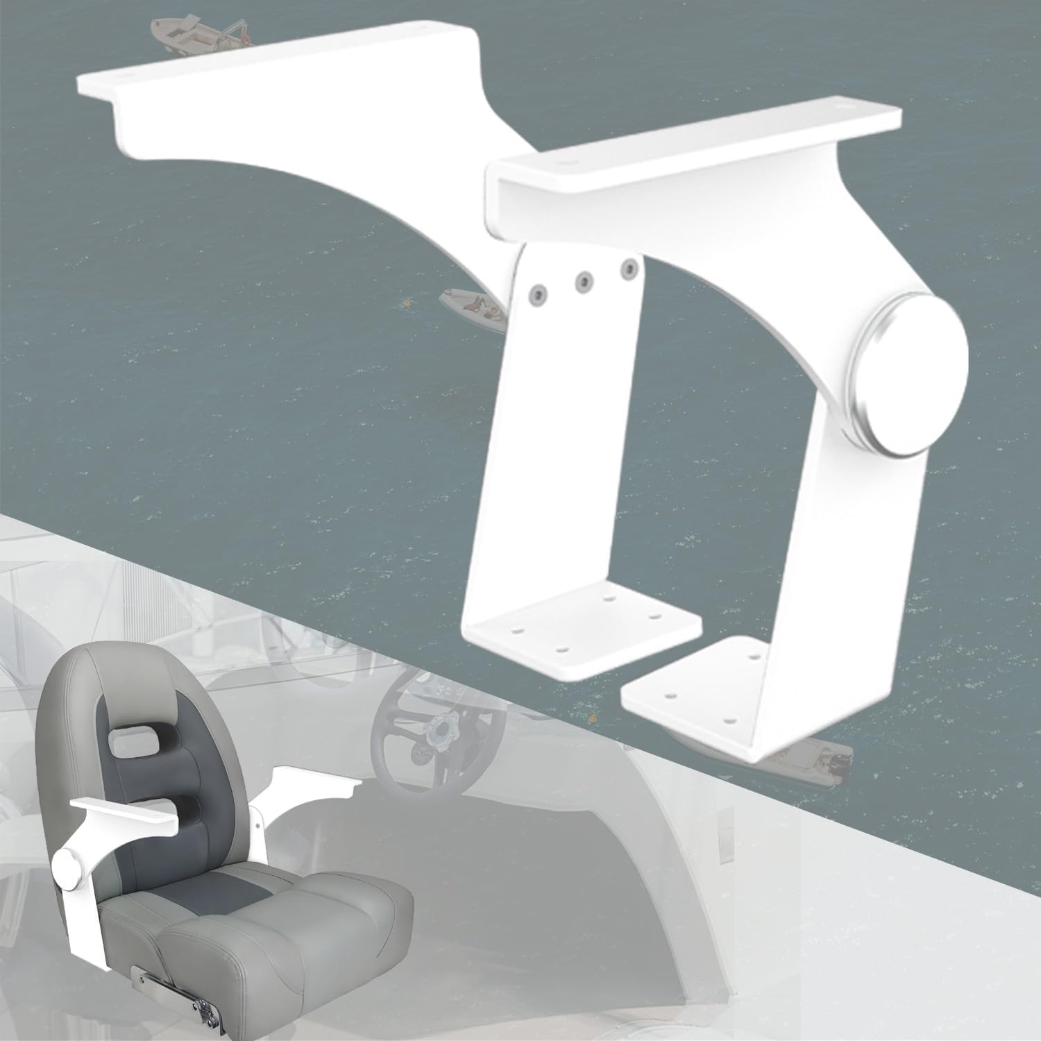 Aluminum Boat Pivot Flip-Up Armrest Set Provides 80º Rotation
