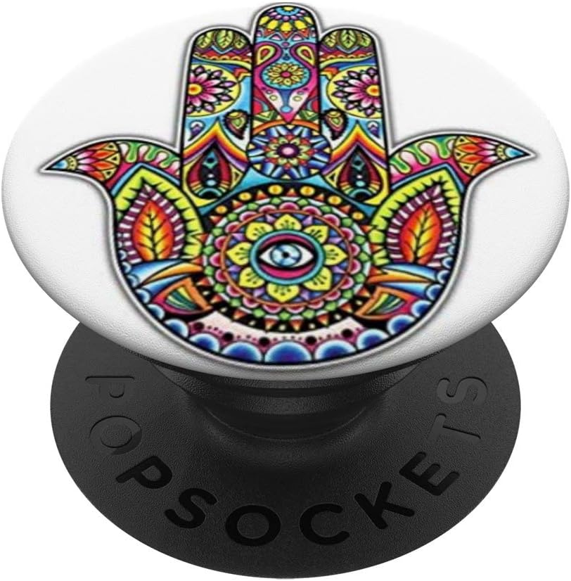 Blue Pink Gold Mandala Flower Hamsa Hand Yoga & Meditation PopSockets PopGrip: Swappable Grip for Phones & Tablets