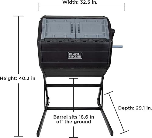 Miniatura 7 de BLACK+DECKER Vaso de compostaje de doble cámara de 40 galones al aire libre (BDSTGA9701)