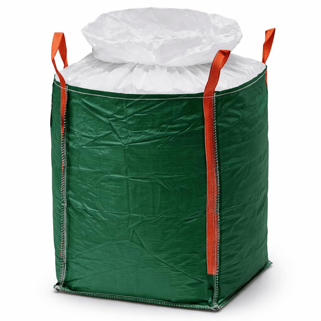 1500 kg Capacity Polypropylene 4 Panel Bag- Green with White (ASSORTED LOOPS) | Full Stitched Lifting Loops | Bulk Bags for Storing Dry Items | Top: Skirt, Bottom: Flat (89x89x102 CM)-image-29