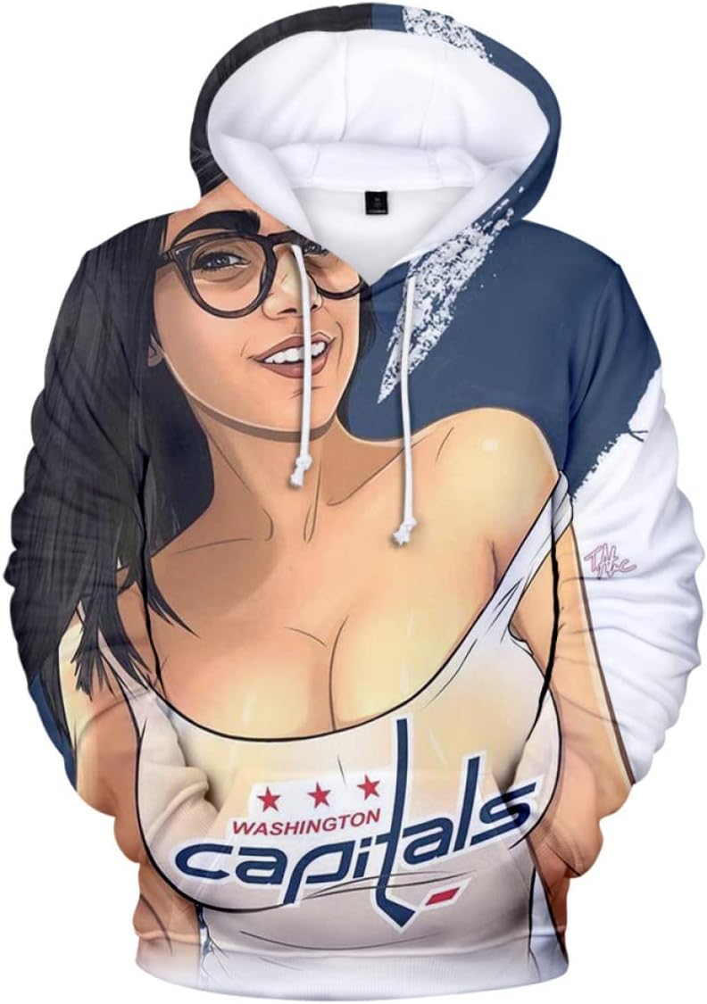 OUHZNUX Mia Khalifa Print Hoodie, Social Star Harajuku 3D Sweatshirt, Streetwear Hip Hop Fashion Fan Pullover (2XS-4XL)