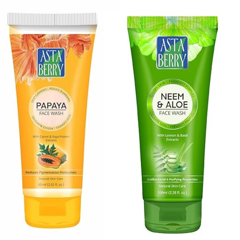 Asstabery Face Wash for Glowing Skin And Reduce Pigmentation | Neem & Papaya | Skin Illumination & Exfoliating (FW_PAPAYA/NEEM)
