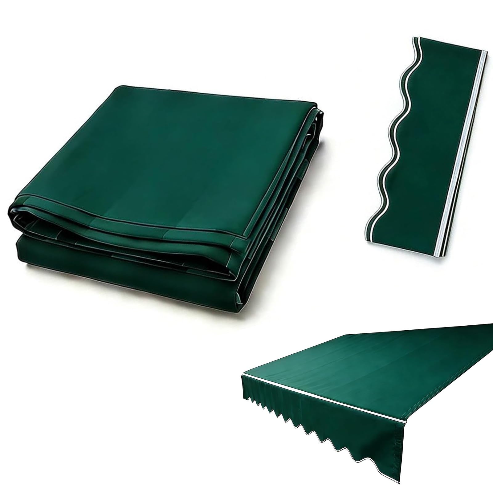 ROFBIHG Retractable Awning Replacement Fabric, Polyester Fabric Sun Shade Awning Cover, Outdoor Retractable Sunshade Cover Replacement Canvas for Patio Awning (Fabric Only)(Green,4.5x2m(14.7x6.5ft))