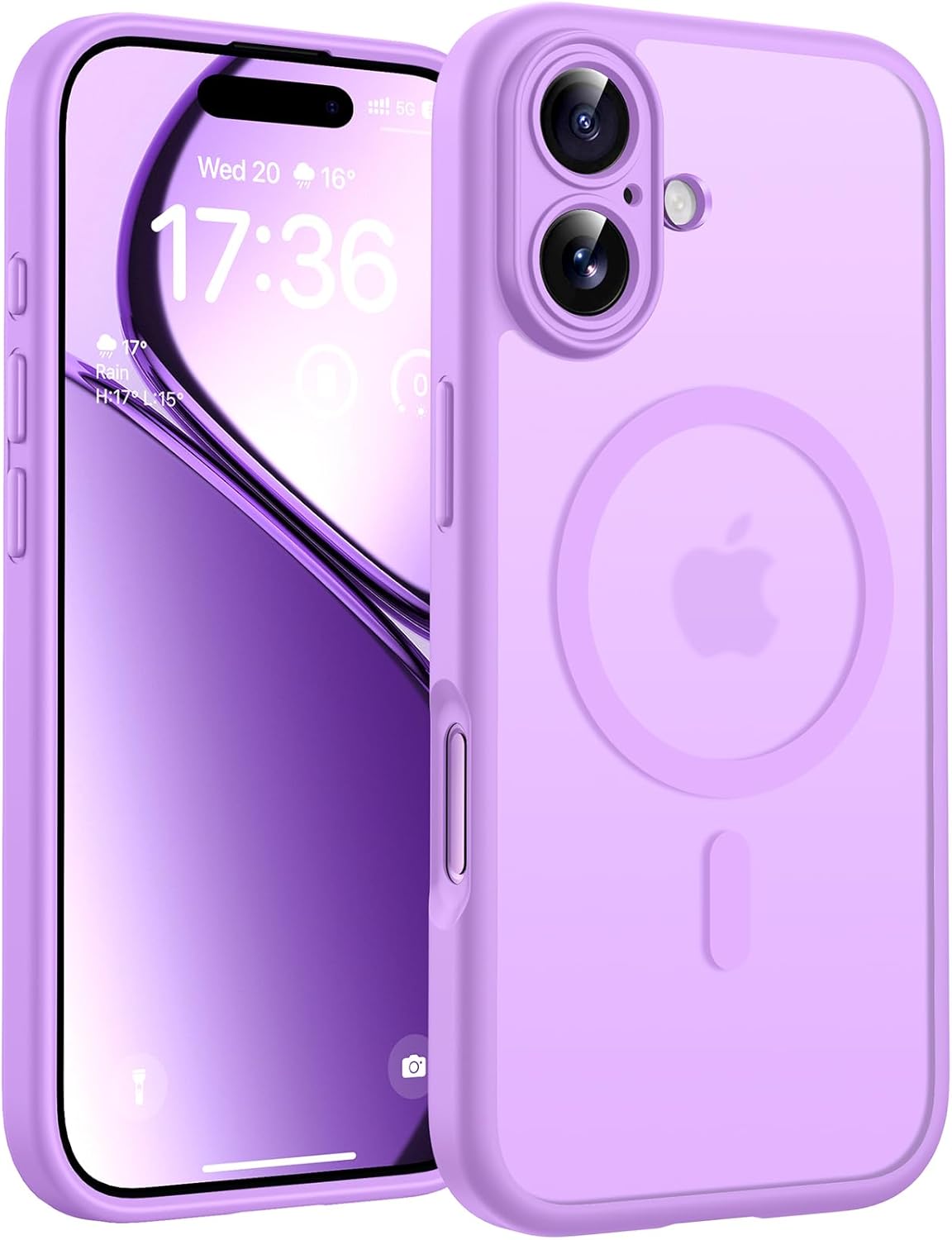 TOCOL for iPhone 17 Case, Full Camera Protection, Built-in Magnetic Ring, Compatible with Magsafe Charger, Drop Protection, Translucent Matte Phone Case for iPhone 17 6.3 inch (Light Purple) for iPhone 17 Light Purple