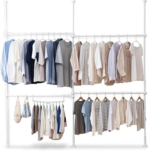 Amazon Co Jp アイリスオーヤマ ハンガーラック ワードローブ スリム 頑丈 部屋干し ラック おしゃれ 突っ張りワードローブ Twr3 2630 ホワイト 最大幅約263cm ホーム キッチン