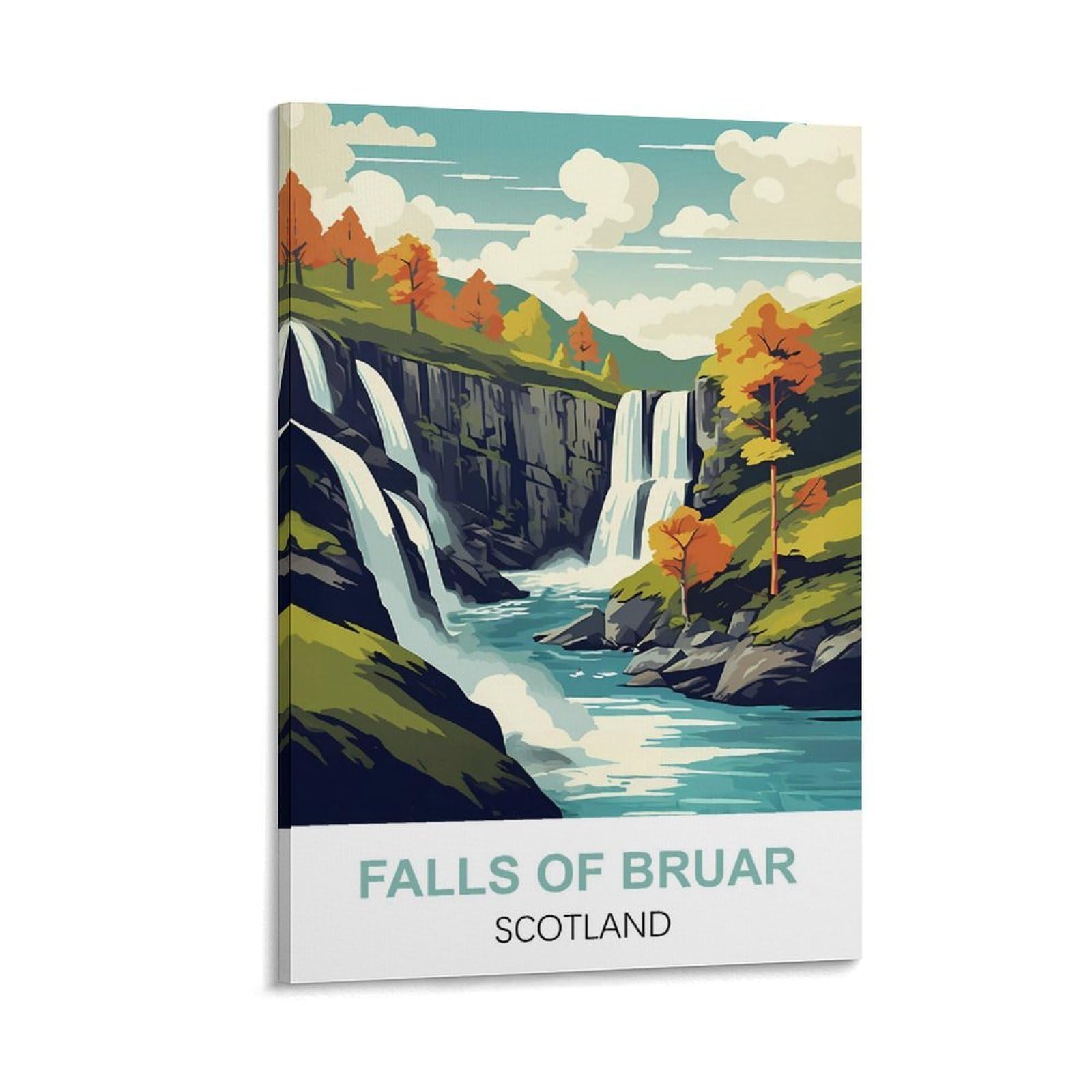 HNROJICO Falls of Bruar Scotland Vintage Travel Poster 08x12inch(20x30cm) Canvas Wall Art Poster Prints