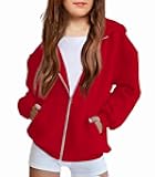 Girls Zip Up Hoodies Teen Fleece Full-Zip Sweatshirts Jacket Casual Fall Hoodie with Pocket