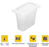 Vista 12 de 6 Pack 1/6 Size 4'' Deep Plastic Food Pans with Lids, Translucent, Commercial, BPA-free, Stackable Storage for Restaurants, Buffets