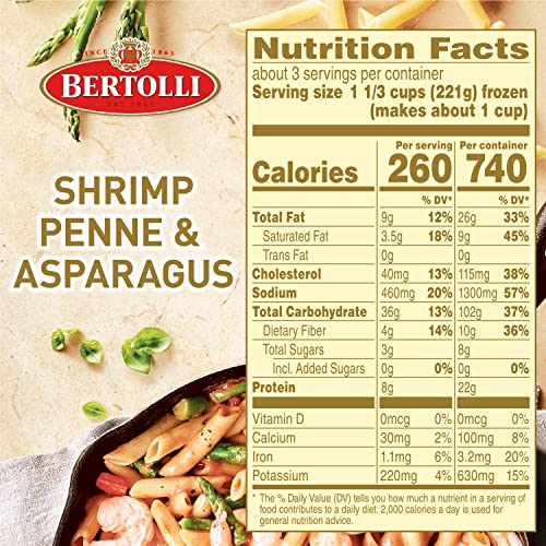 Bertolli Shrimp Penne & Asparagus Frozen Meals In A Creamy Tomato Basil Sauce, 22 Oz. #TOP4