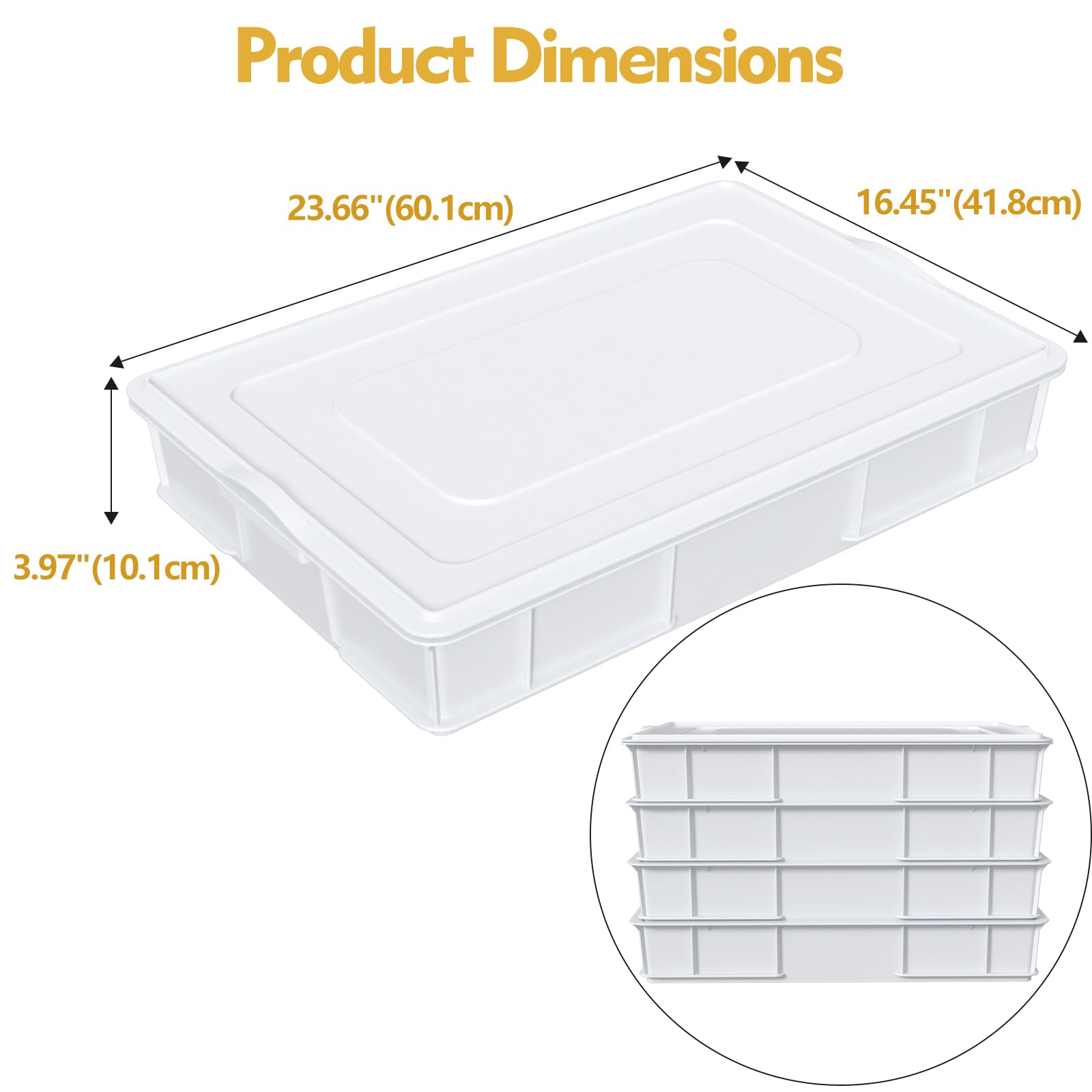 Buyitt Commercial Stackable Proofing Dough Box, White Plastic Dough Proofing Trays with Lid, 4 Pack