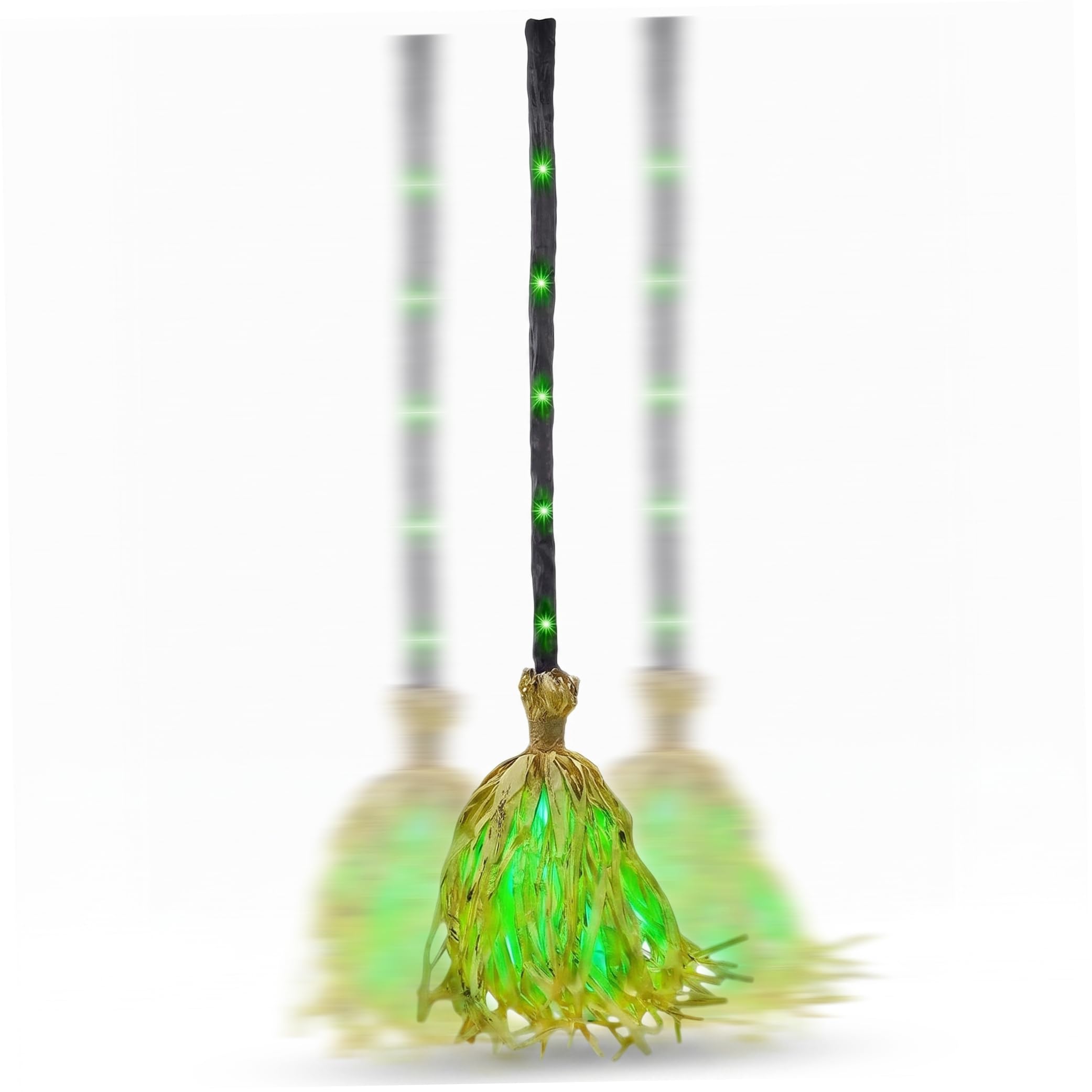 Bemonew Witches Broom Halloween Animatronics 35" Animated Witches Broom With Moving, Sound & Light-up Effects