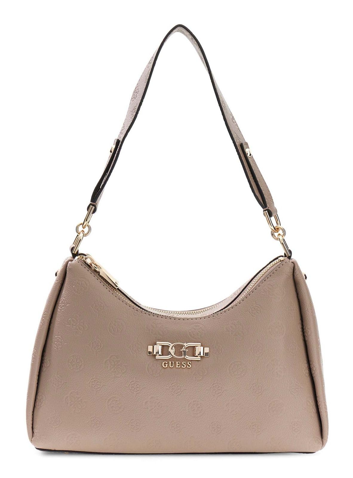 Sac à épaule GUESS Anise Double Zip finitions premium taupe