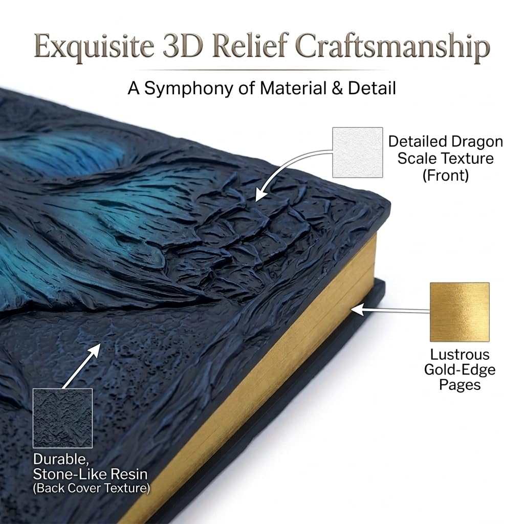 Diario en relieve de ojo de dragón en 3D, cuaderno de grabado de resina, bloc de notas de viaje de tapa dura para campañas de DND, escritura, cuaderno de bocetos, colección, regalo, decoración