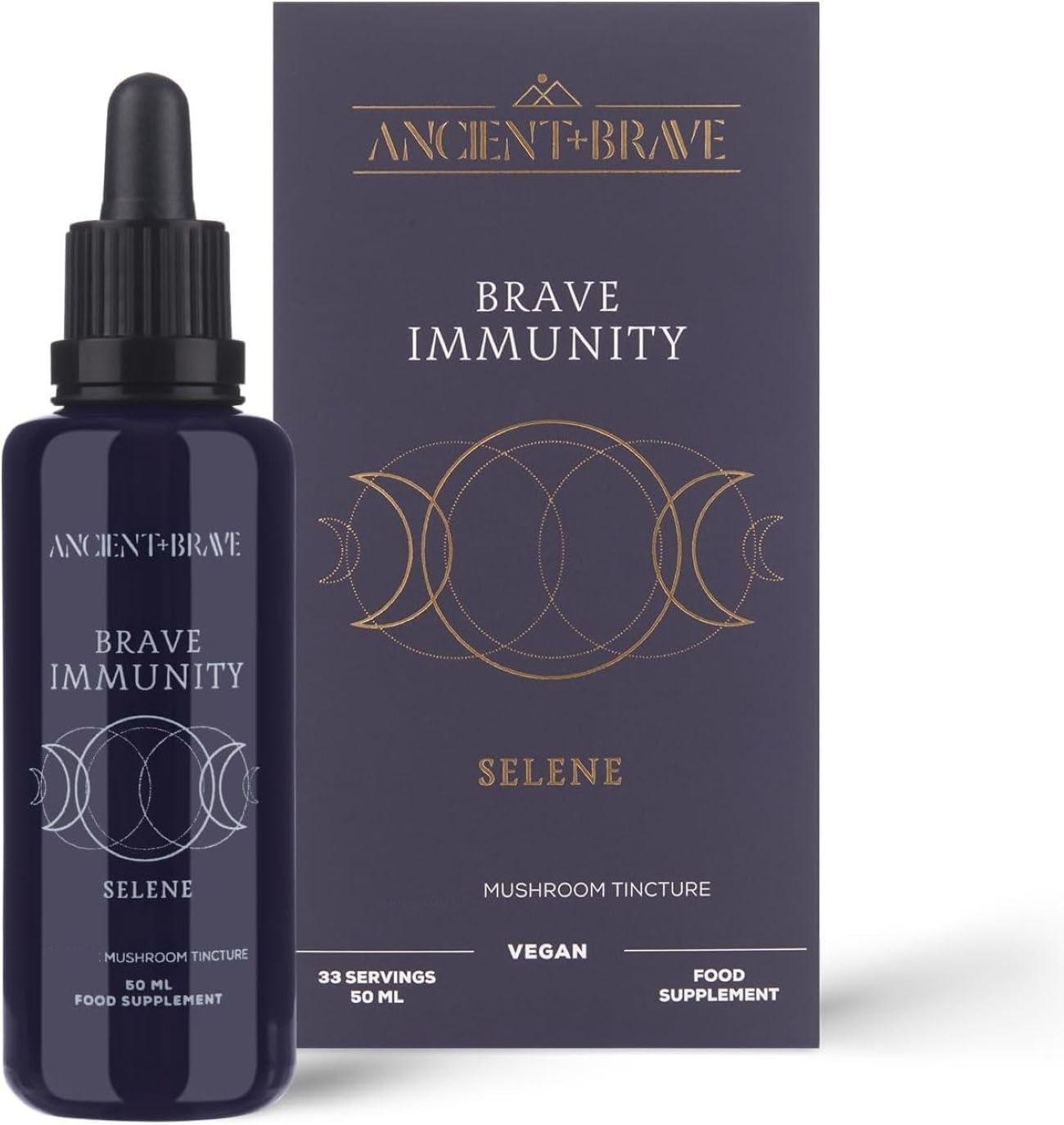 Ancient + Brave Immunity - Mushroom Tincture with Ginger Extract, Ginger Root & Vitamin C - Botanial, Adaptogenic Supplement - Focus Blend, Immunity & Wellness Blend