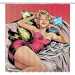 Cortina Marilyn Monroe Feierman Cortina de ducha Marilyn Monroe para decoración de baño, diseño de películas sexy diosa, lavable a máquina, impermeable, con ganchos