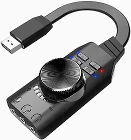 Placa de som externa virtual 7.1 Surround Sound USB 2.0 adaptador de áudio externo para PC com controle de volume, USB para conector de 3,5 mm, cabo adaptador de áudio Plug and Play