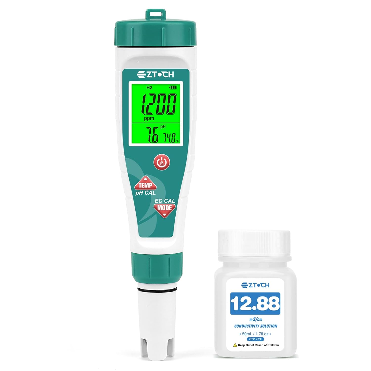 Salinity pH Tester Hydrogen Water Tester for Water, EZTOCH 7 in 1 pH Salt ORP H2 TDS EC Temp Meter for Salt Water Pool, Hydrogen TDS PPM Tester for Drinking Water, pH EC ORP Meter for Hydroponic