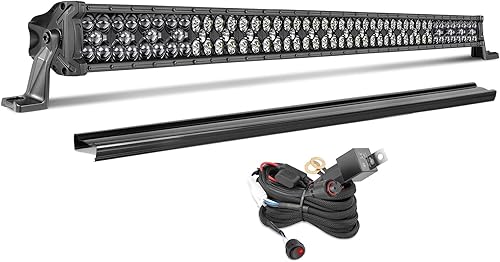 X-Technology Barra de luz LED de 50 pulgadas de 330 W con arnés de cableado y cubierta negra, luz de conducción todoterreno, luz de trabajo LED para