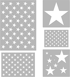 5 Pieces Star Stencil Set for Painting Reusable American Flag Stencil 5 Point Star Paint Templates for Art Painting on Wall Paper Floor Ceiling Flag Wood Fence Home Decoration