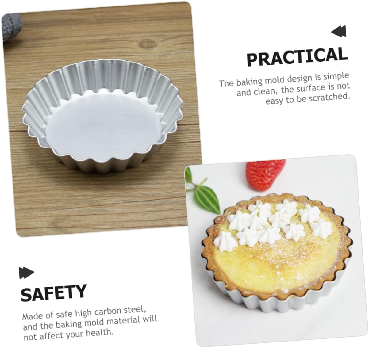 4pcs Cake Molds for Baking High Heat Transfer Efficiency Non-stick Coating for Diy Baking Parties Grey