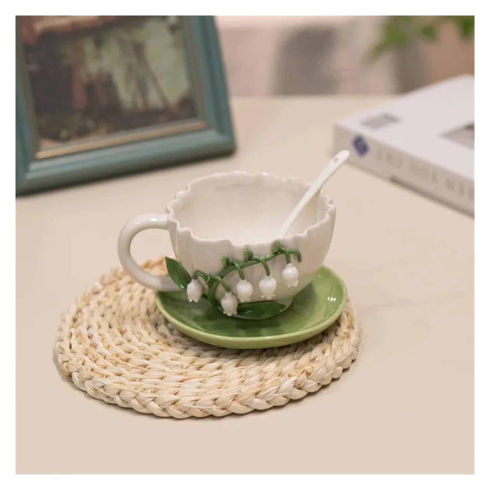 Tazas Y Jarras De Café Taza De Café Con Estampado De Flores En Relieve De Cerámica, Taza De Desayuno Para Té Cacao Y Leche