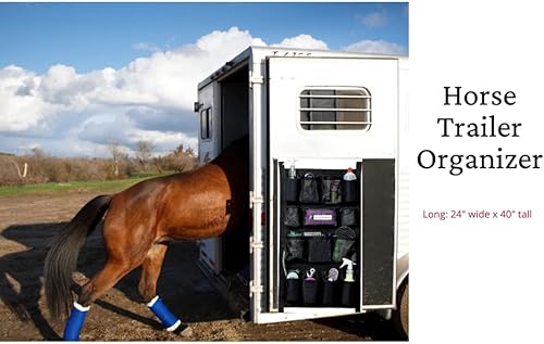 Miniatura 7 de Equine - Organizador largo para puerta de remolque  Bolsa de aseo para puerta de remolque de caballo, bolsa de almacenamiento para puerta de