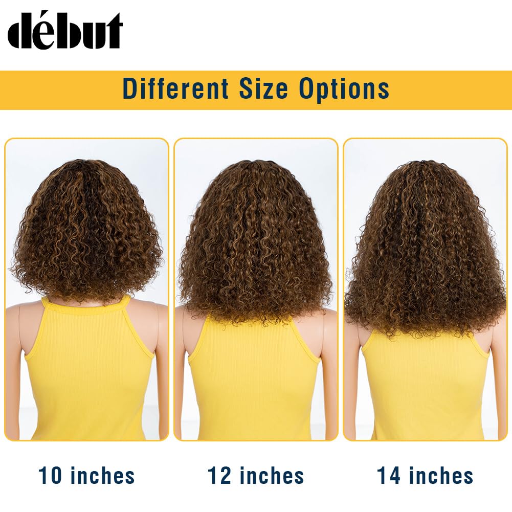 Peluca de pelo humano con flequillo corto y rizado Bob peluca de pelo humano Jerry Curl Bob peluca para mujeres negras 150% densidad sin encaje frontal peluca sin pegamento (30 cm, P4/30/27)
