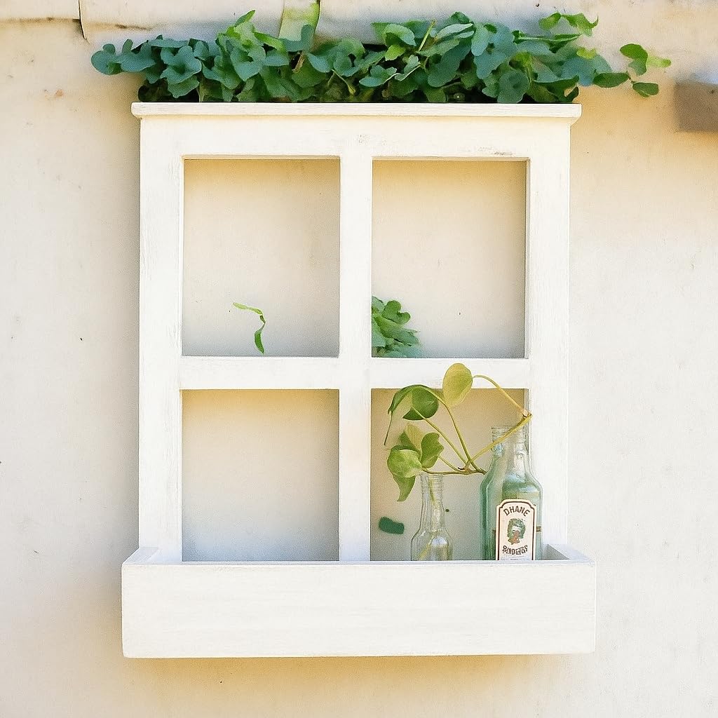 Aashna Wall Decor Window,Venice Window,Wall Decor Panel for Your badroom,Drawing Room,Office.Creative Wall Window Decoration Flower Basket Wall Hanging Wall Decoration Pendant Cafe Living Room.(White)-image-43