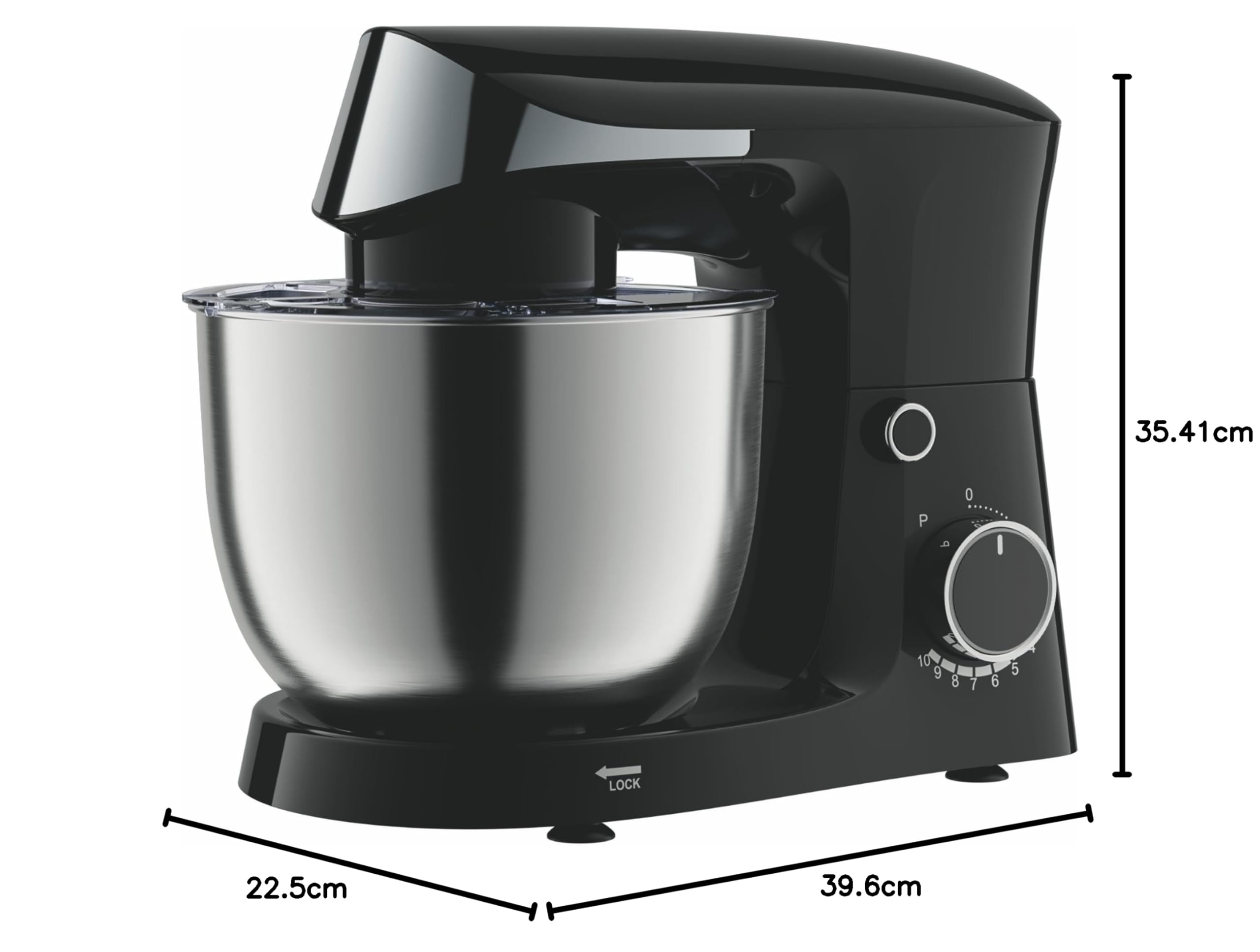 Impastatrice planetaria, ciotola rimovibile 5,5L, 10 velocità, 1500W, nero, Kooper
