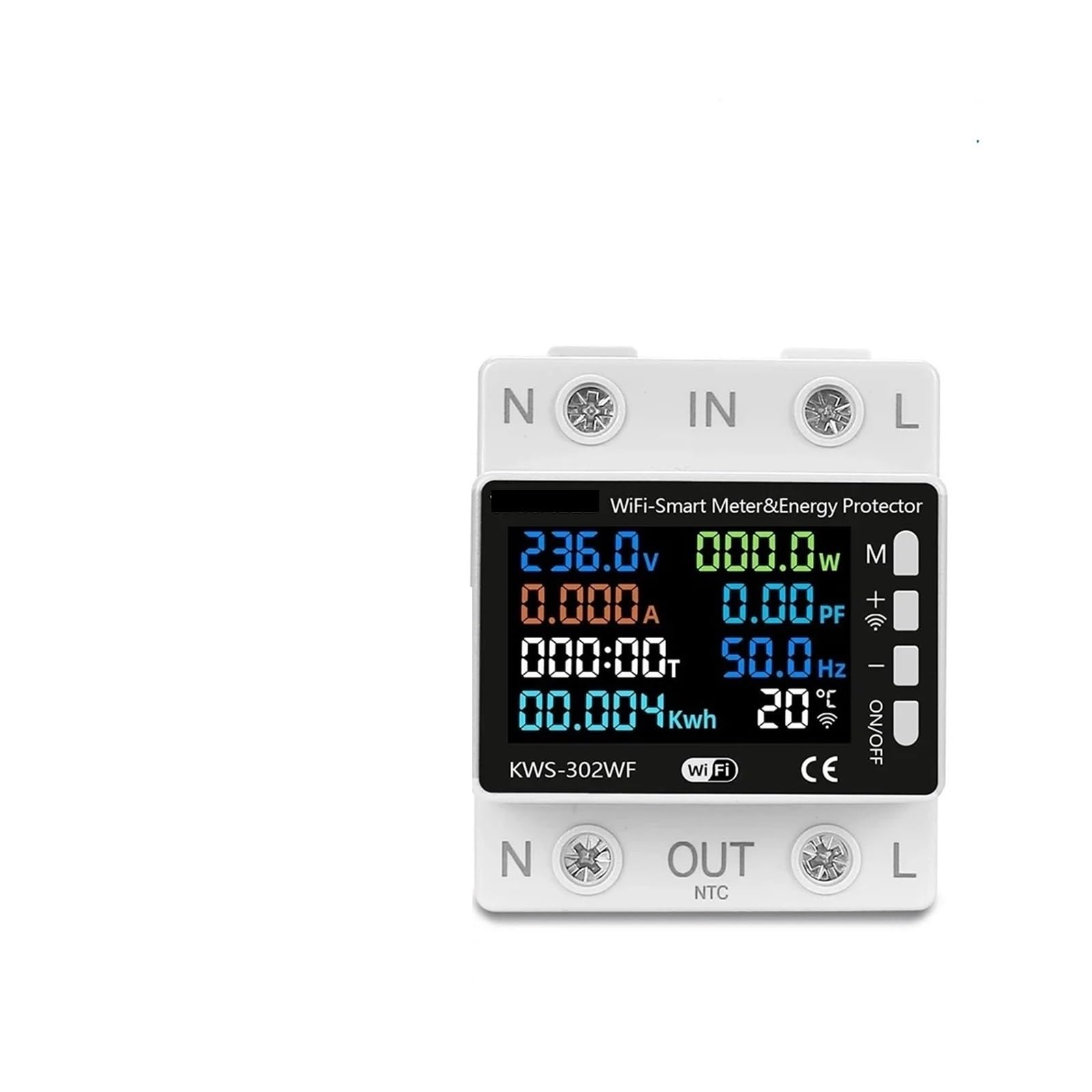 przekaźnik mocy, inteligentny miernik zabezpieczenie przed zbyt niskim napięciem wyłącznik przekaźnika automatyczny energia kWh temperatury Smart Life (kolor: miernik)(Wifi Meter Protector)