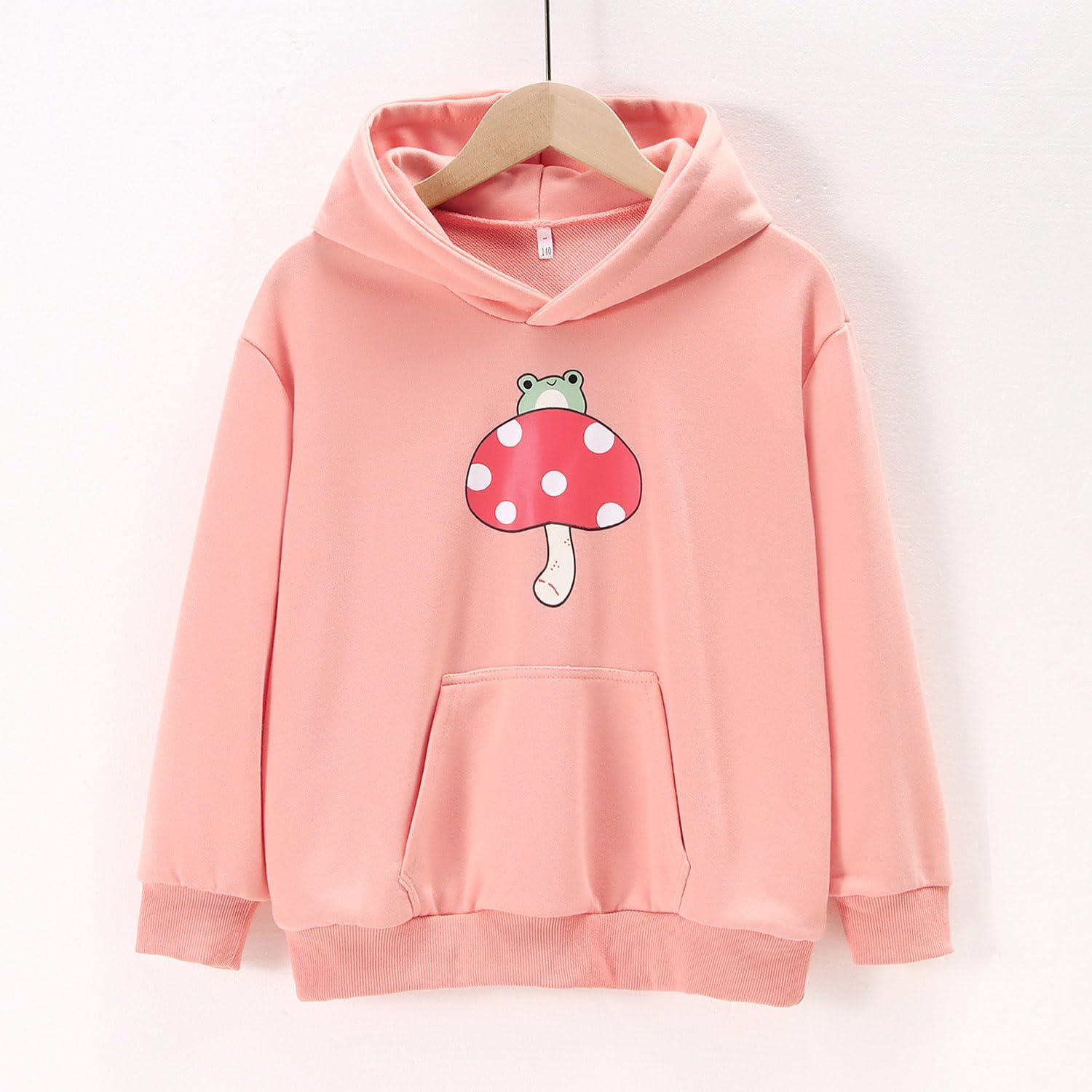 Ritatte Girls Cute Mushroom Frog Sweatshirt Kawaii Long Sleeve Hoodie Pullover Tops with Pocket Kids Aesthetic Clothes 7-13Y - Image 3