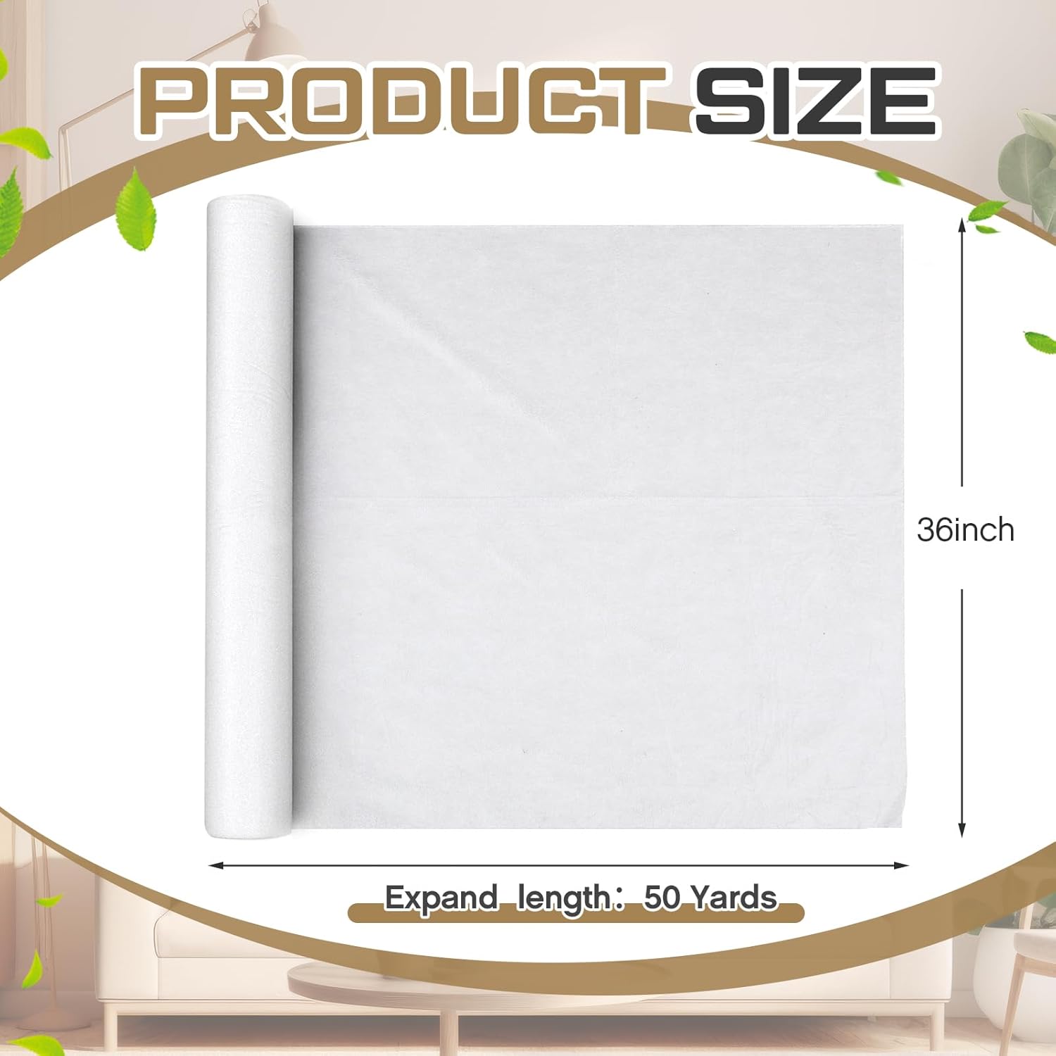 Fanfanwin 36" x 50 Yards/roll Upholstery Cushion White Noiseless Wrap Easily Install Foam into Cushion Cover for Crafts DIY Furniture Home Office Cover