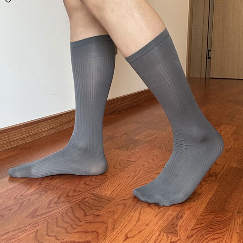 1Pair Men's Middle Calf Business Dress Socks for Prom Professional Attire