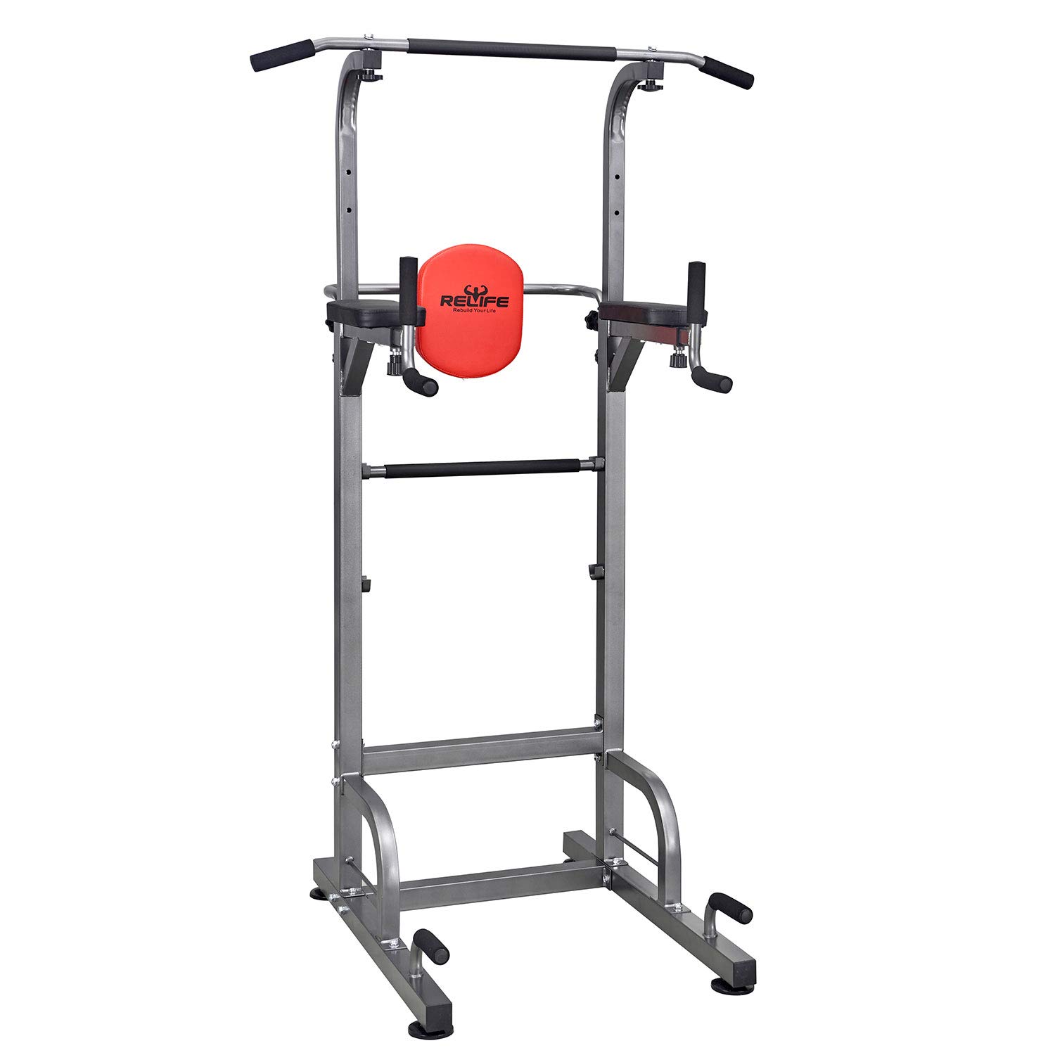 RELIFE REBUILD YOUR LIFE Power Tower Workout Dip Station for Home Gym Strength Training Fitness Equipment Newer Version