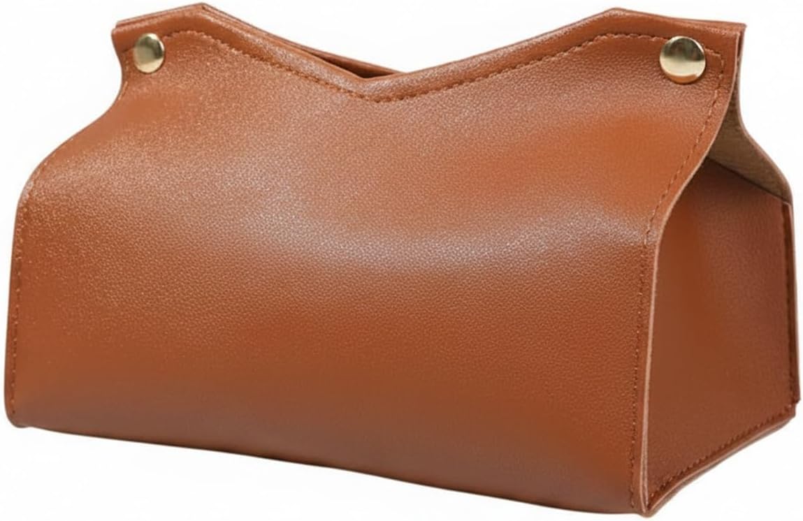Tissue Box Cover, PU Leather Facial Tissue Holder for Standard Rectangular Packs, Desktop and Living Room Decor (1 PC)