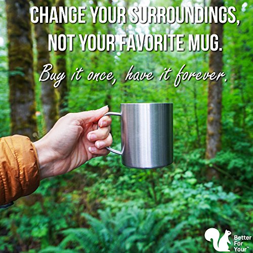 Coffee Mugs Stainless Steel - Premium Wider Handle Double Wall 13.5 Oz 'Rose' & 'Teal' Literal Color Laser Etched Cups For Camping Home Rv Gift Outdoors - Shatterproof Dishwasher Safe (Set Of 2) #TOP7