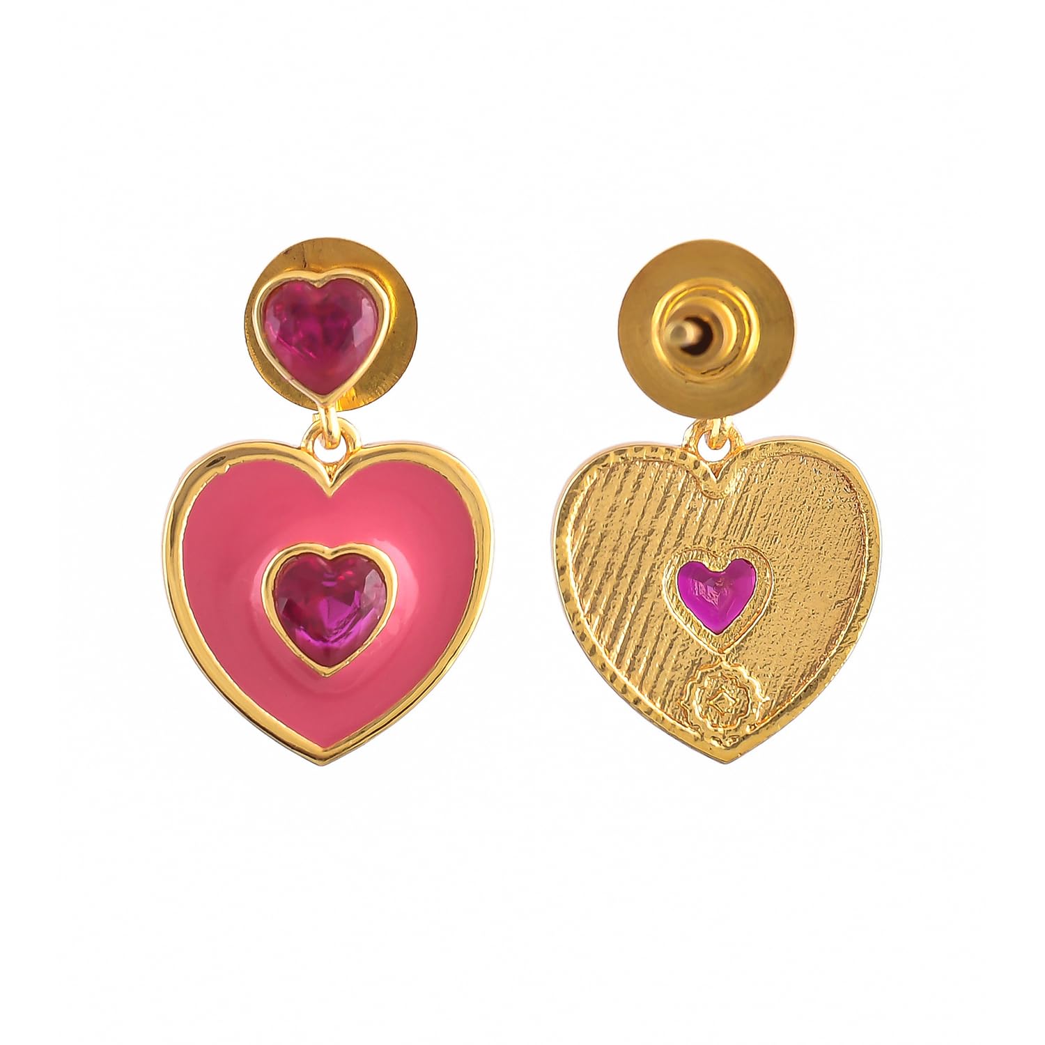 Pink Heart Drop Earrings Gift For Her Valentines For He